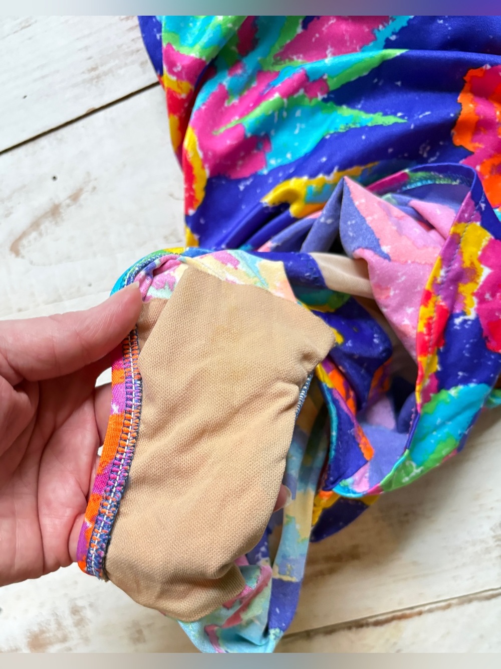 Vintage 90s E-Stewart neon tropical one piece swimsuit halter swimsuit sz 16 EUC - Picture 8 of 12
